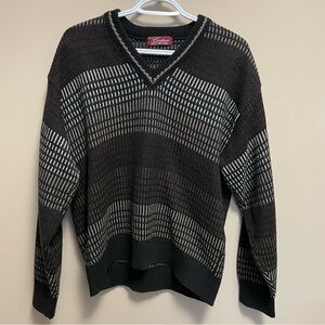 Vintage Cooper Men’s V-neck Geometric Grandpa Sweater Men’s Medium